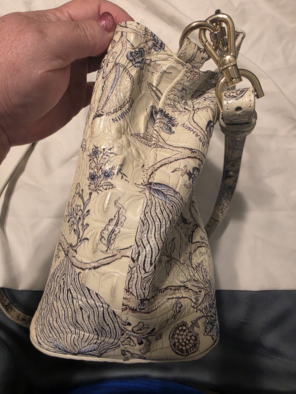 Brahmin Floral Melbourne Croc-embossed Satchel and Matching Wallet EUC - Picture 9 of 16